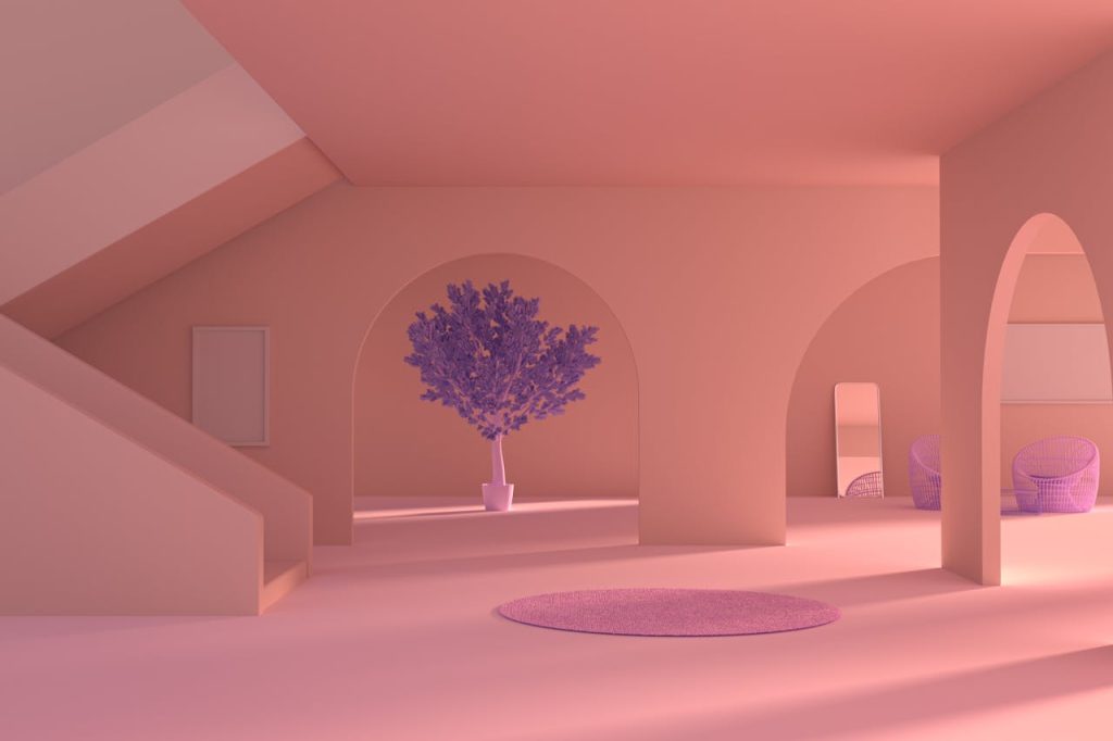 green-tree-in-green-grass-field-8657160 A serene minimalist interior space with arched openings and violet accents, perfect for modern design inspiration.